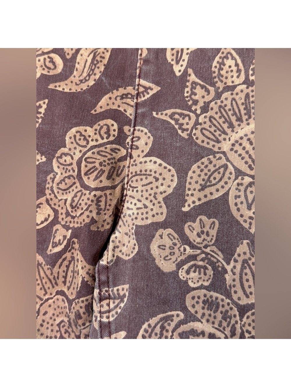 We the Free floral purple and pink boho hippie flared bell bottom stretch jeans - Picture 6 of 8